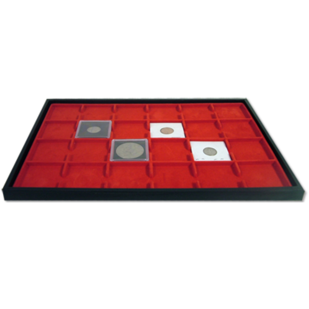 Guardhouse Elegant 24 Slot Display Tray for 2x2 Coin Holders/Red Jeweler's Pad