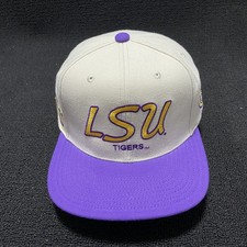 Mitchell & Ness LSU Tigers Snapback Hat White Purple Retro Cap OS