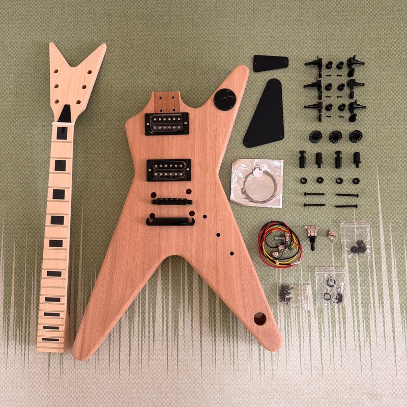DIY Dean Electric Guitar Kit Mahogany Body Maple fretboard BK part bolt on 22F