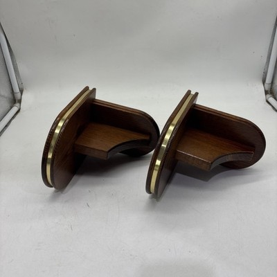 Solid Wood Shelves Pair W Metal Trim 1980 s Country Core 6x5x6.25 