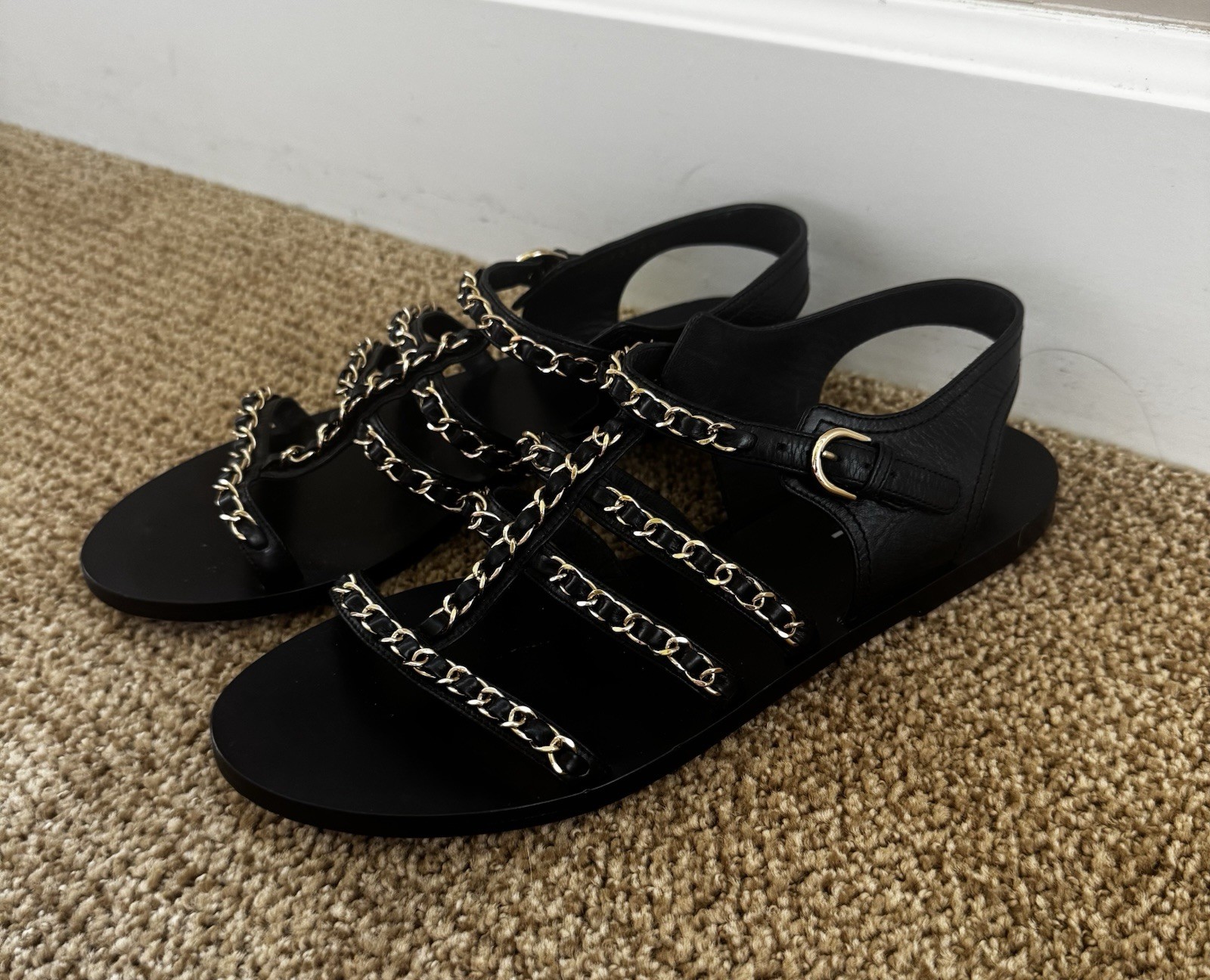 CHANEL Interlocking CC Logo Gladiator Open Toe Sa… - image 5