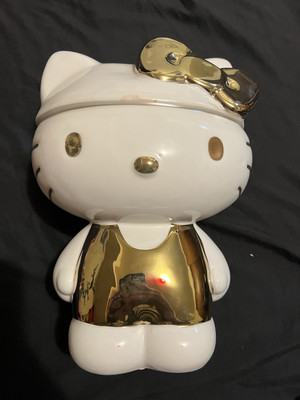 Hello Kitty Iviry and Gold Ceramic Cookie Jar