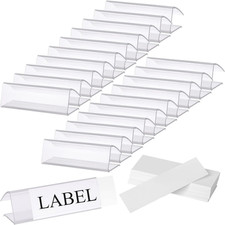 100 Pcs Plastic Label Holder with 100 Pcs Label Inserts, 3" L X1" H Clear Plasti