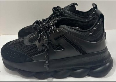 versace sneakers mens Shoes Size US 10.5 Black Chain Reaction Leather Medusa NIB