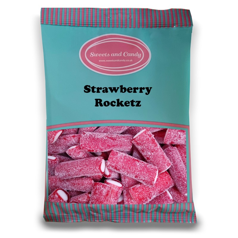 Strawberry Rocketz 1Kg Bulk Bag - Retro Giant Size Fizzy Strawberry Pencils