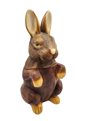 Easter Bunny Biscuit Barrel Cookie Jar Bunny Rabbit Ceramic Vintage 13'' Brown