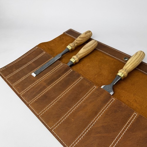 10-Pocket Leather Tool Case – For Carving Chisels, Knives & Woodwork Gear - Bild 4 von 11