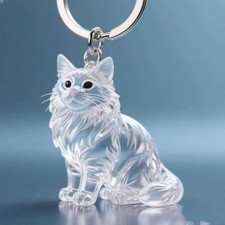 Cute Cat Hair Storage Keychain Bag Pendant Transparent Pet Fur Keepsake Capsule