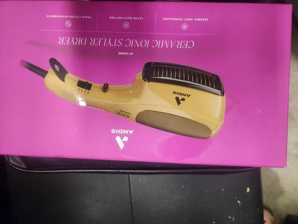 Secador de pelo Andis Ceramic Ionic Styler dorado 3 accesorios de peinado 1875 W nuevo en caja Foto 2 de 2