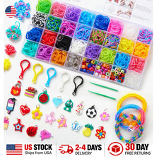 Colorful Loom Band Kit 28 Colors Bracelets Necklace Making Set with Clips Beads