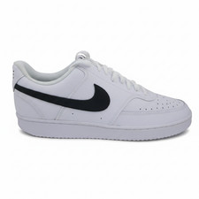 Nike Court Vision Low Men's US 12 'Black Swoosh' White Sneakers BNIB CD5463-101