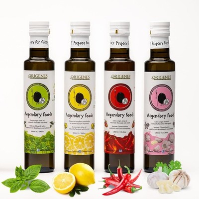 Pack of 4 Extra Virgin Flavored Olive Oil  Garlic, Chili, Lemon & Basil Infus...