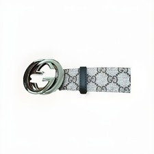Gucci Belt Gun Metal Buckle Brown Monogram GGs Size 35-37 - 115 Cm