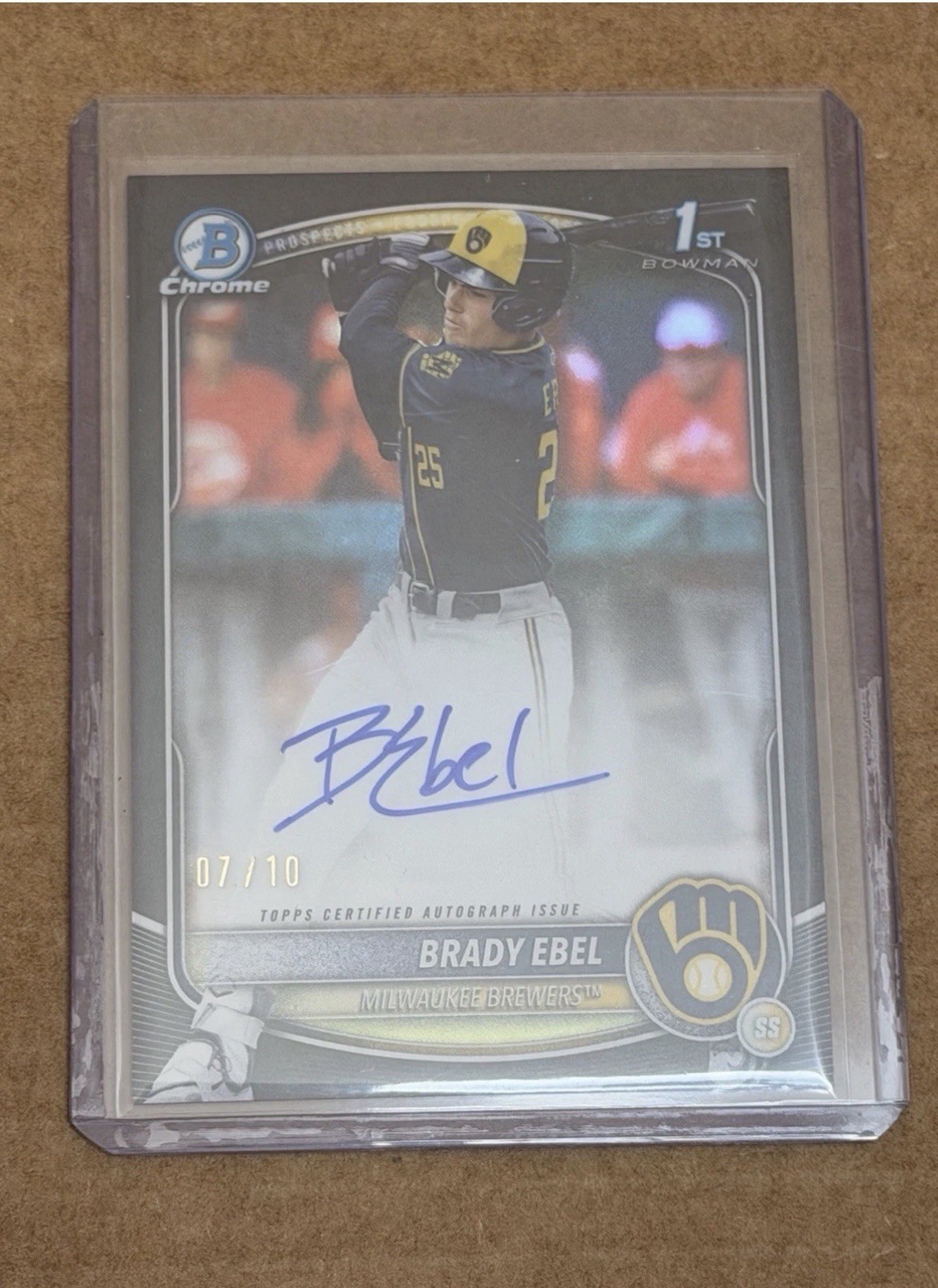 2025 Bowman Draft Brady Ebel 1st Bowman Chrome BLACK AUTO /10 #CPA-BE Brewers RC