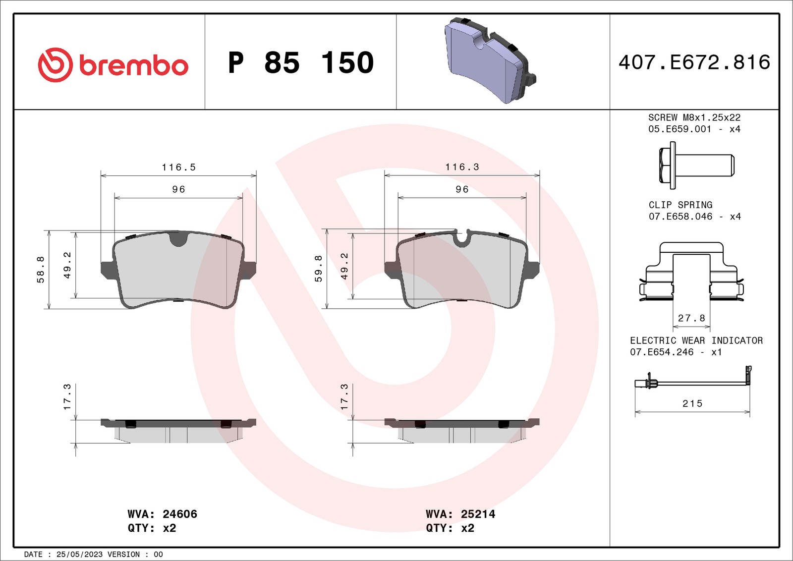 Für BREMBO KLOCKI SZCZEKI CYLINDERKI P 85 150 BRAKE PADS REAR AUDI - Bild 12
