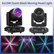 2pcs Bee Eye 6x15W RGBW DMX Laser Beam Wash LED Moving Head Light for Dj Bar