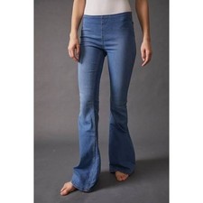 Free People Penny Pull On Flare Jeans Blue Denim Bell Bottom 26R
