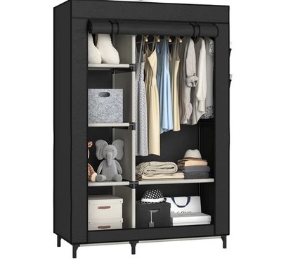 Canvas Wardrobe Portable Closet Wardrobe Clothes Storage with 6 Shelves