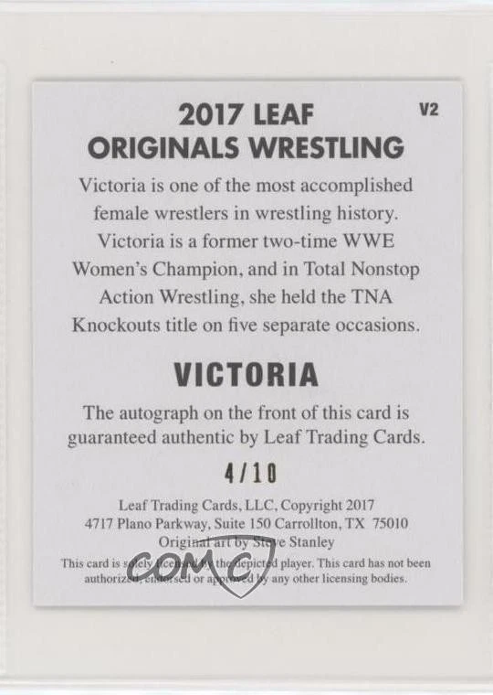 2017 Leaf Originals Wrestling Red /10 Victoria #V2 Auto - Image 2 of 2