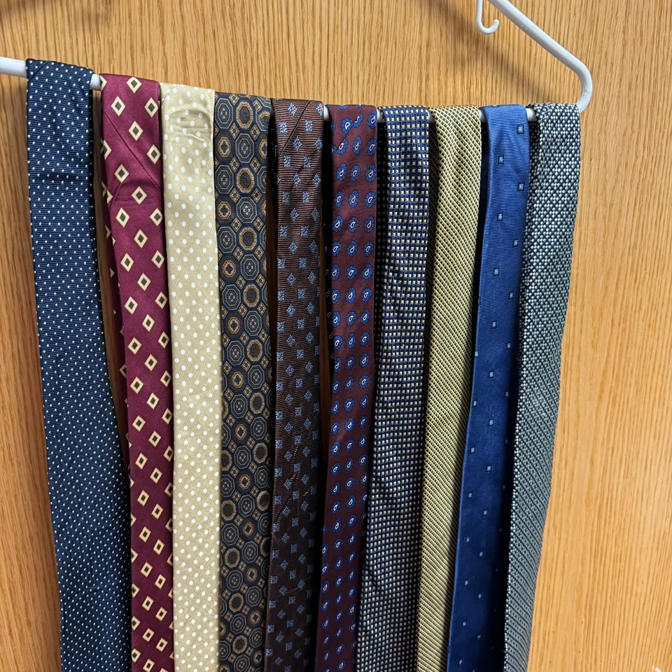 Lote de 10 corbatas Brooks Brothers 100 % seda - estilos geométricos y sólidos, hechas en EE. UU. Foto 3 de 4