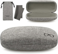 Hard Shell Sunglasses Case, Large Linen Fabric Protective Glasses Case for Men W