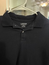 Lands' End Unisex Kids Navy Polo Shirt M 10-12 100 Cotton Short Sleeve Uniform