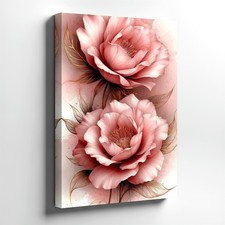 Wall Art Blush Pink Floral Canvas Print Elegant Peony Flowers Modern Home Decor