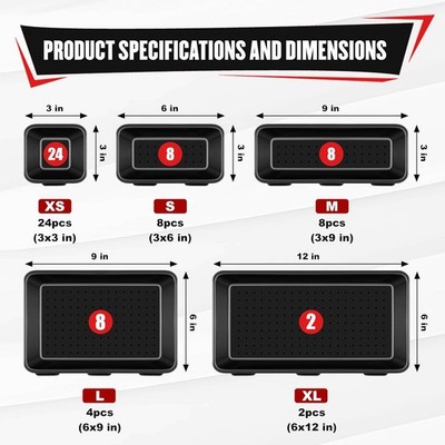 46Pcs Tool Box Organizer Tray Divider Set Tool Chest Drawer