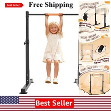 Home Gymnastics Bar for Kids - Adjustable 3 to 5ft, Steel Frame  Mat Included