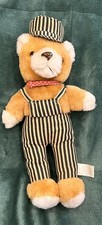 Vintage Teddy Bear Plush 12 Striped Overalls Hat Intl Toys San Antonio TX
