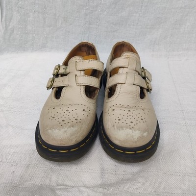 Dr. Martens Mary Jane Shoes Womens 6 Beige Buckle Straps Air