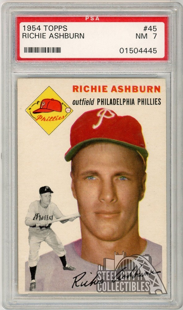Richie Ashburn 1954 Topps Card #45 PSA 7 NM