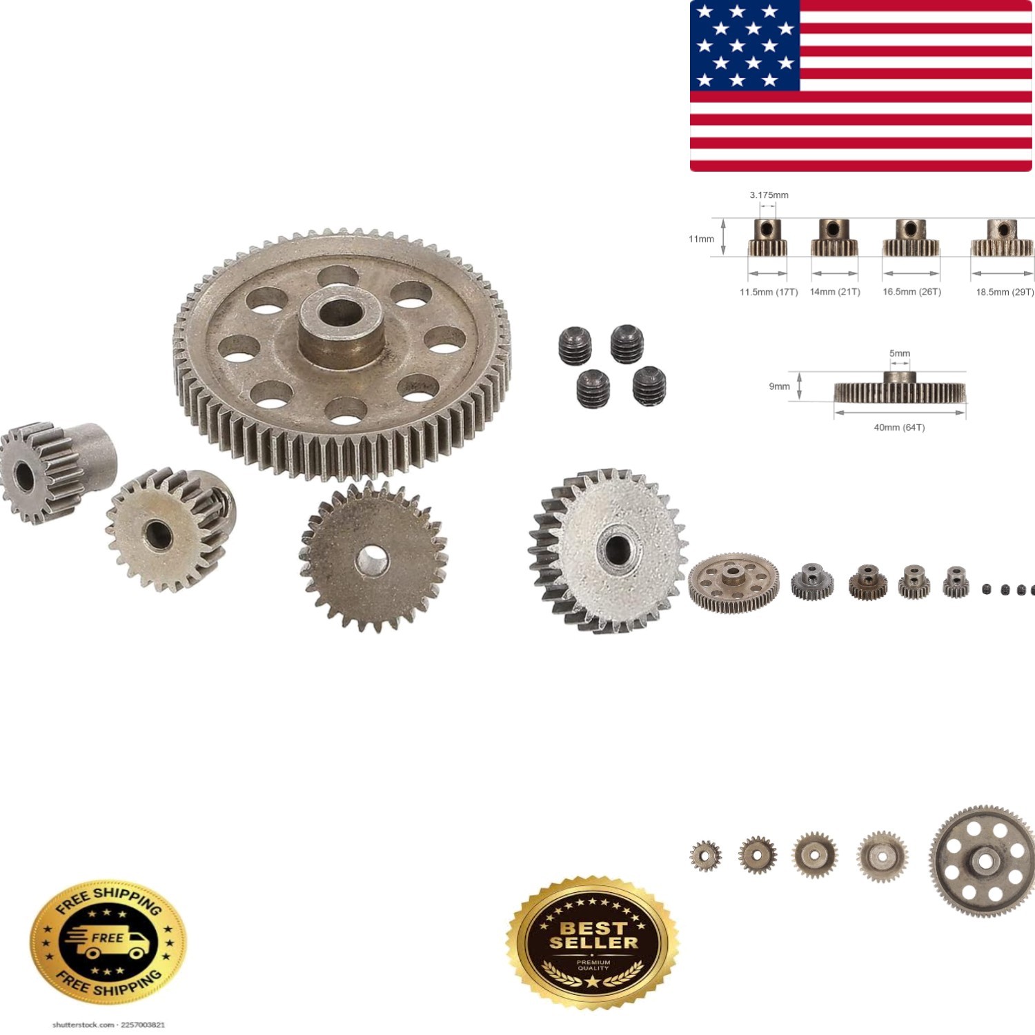 Compact Steel Motor Gear Replacement for Redcat & HSP RC Per