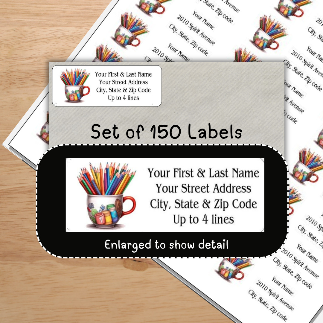 S Art Drawing Mug Mailing Return Address Labels Personalized
