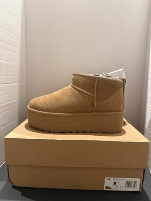 UGG Classic Ultra Mini Platform Chestnut Suede Shearling Women's Ankle Boots 8
