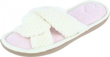 ISOTONER Beige Popcorn ECO Microterry Memory Foam Slide Slippers X L 9-10