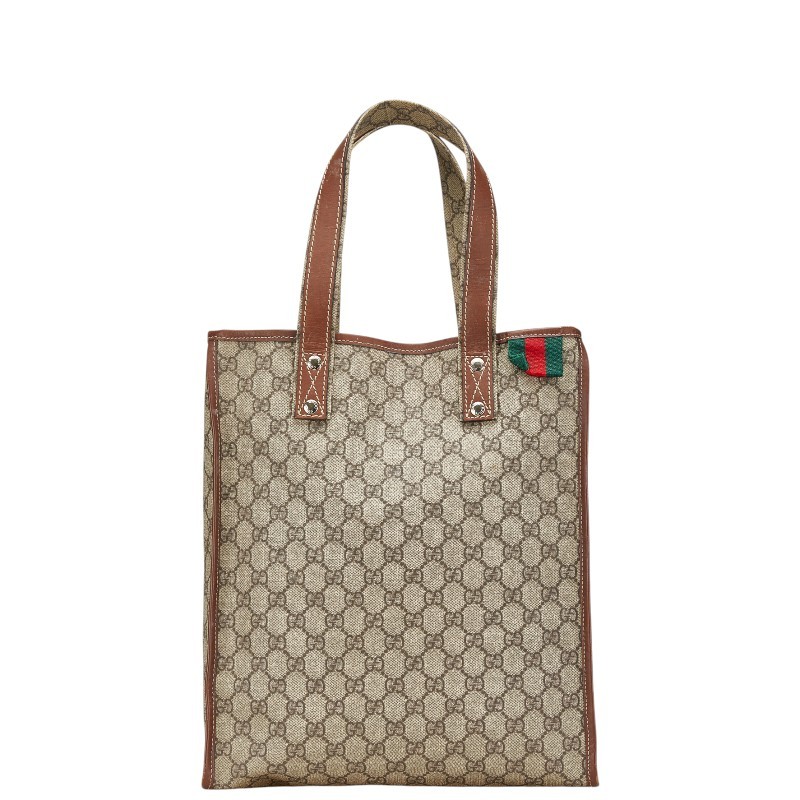 GUCCI GG Supreme Sherry Tote Bag in Beige Brown PVC Leather for Women