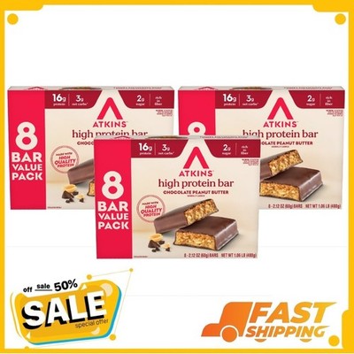 Atkins Protein-Rich Meal Bar, Chocolate Peanut Butter, Keto Friendly, 24 Count