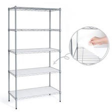 Grey 5-Tier Adjustable Height Welded Steel Garage Storage Shelving Unit with Lin