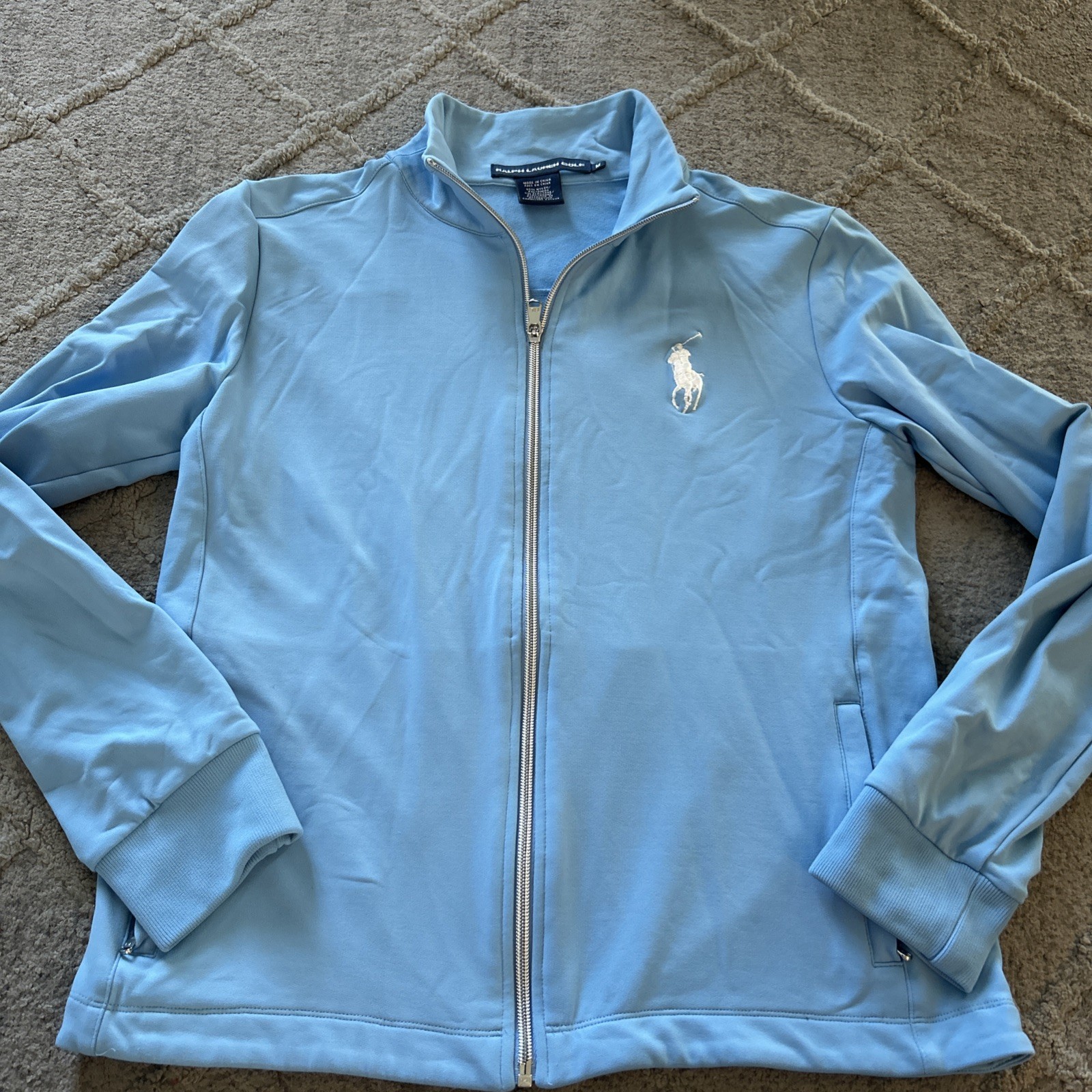 Polo Golf Ralph Lauren Big Pony Bambino Blu Performance Giacca Sportiva Cielo Medio