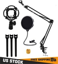 32" Microphone Scissor Arm Set Mic Stand Suspension Boom Desk Mount Holder 1