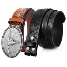 Cowboy Belts for Men Women Western Leather Buckle Belt Set Cowgirl Country Be...
