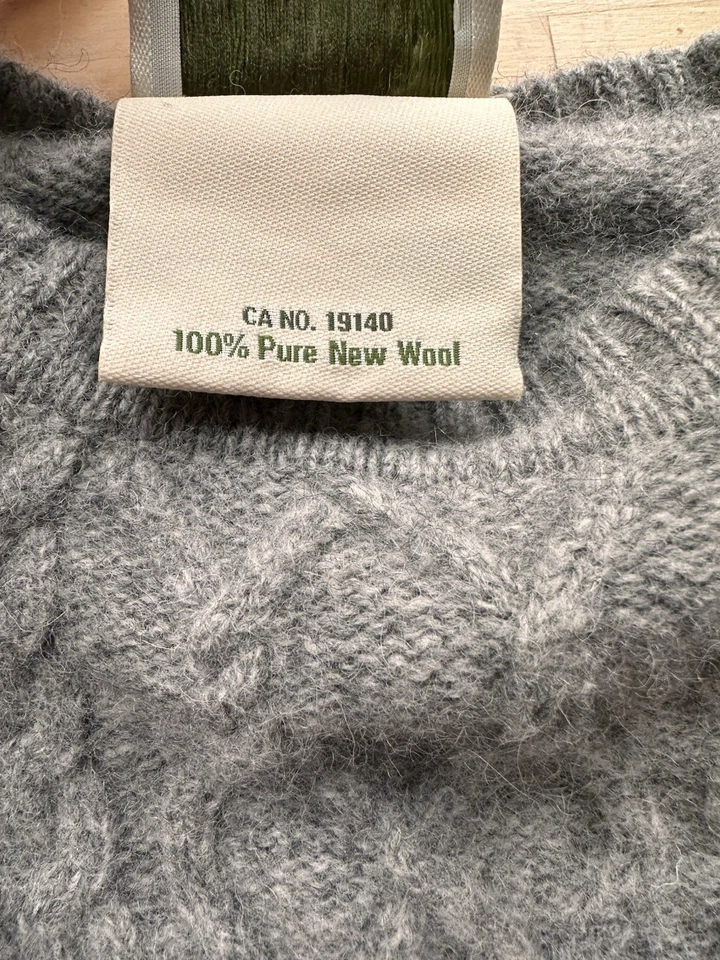 Suéter Aran Vintage Hombre Gris Medio 100% Lana Irlanda Foto 3 de 4