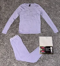 NIB ONLY GIRLS Purple FleeceLined Thermal Long Underwear Set or Pajamas-sz 10-12