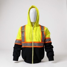 Hi Vis Hoodie Class 3 Safety Work Shirt Sweatshirt Black Bottom