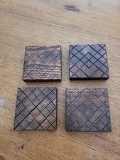 Hand Carved Wooden Coasters Set Of 4