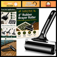 4" Rubber Brayer Roller for Block Printing, Crafting, Art Stamping Tool