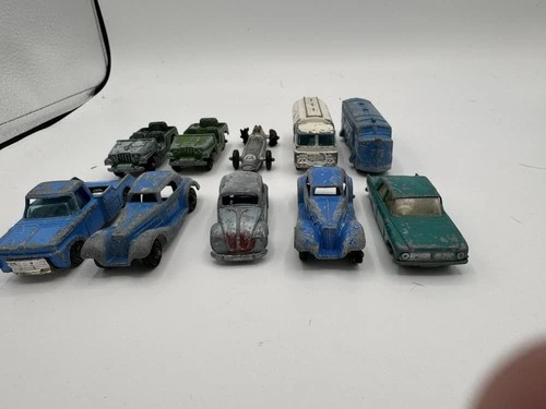 Vintage Diecast lot of 10 Cars and trucks Corgi Tootsie J Husky england etc