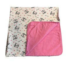 Handmade Flannel Baby Security Blanket Pink Hearts Girls "I Woke Up This Cute"
