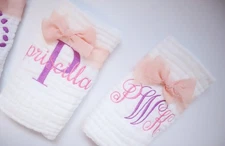 Set of 3+ Personalized Monogrammed Embroidered Mulin Gaze Burp Cloth Boy/Girl